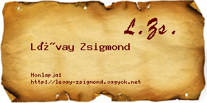 Lévay Zsigmond névjegykártya
